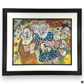 Martin Kaelin (USA B1926) Clowns Ink & Watercolor