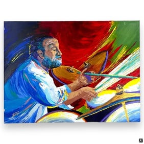 Danielle Jacqui (FRANCE B1934) Drum Player Oil
