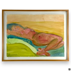 Adrian Wiszniewski Watercolor "Reclining Nude"