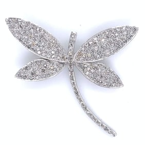 18K White Gold 3.00 Ct. Diamond Dragonfly Brooch