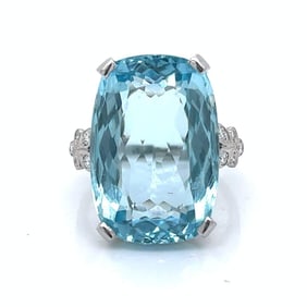 Art Deco Platinum GIA Certified 22.00 Ct. Aquamari