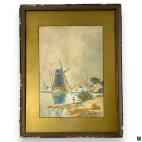 William Clusmann, American Watercolor "Windmill"