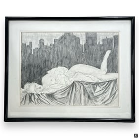Signed Marga Paris Pencil Drawing Of Nude Female