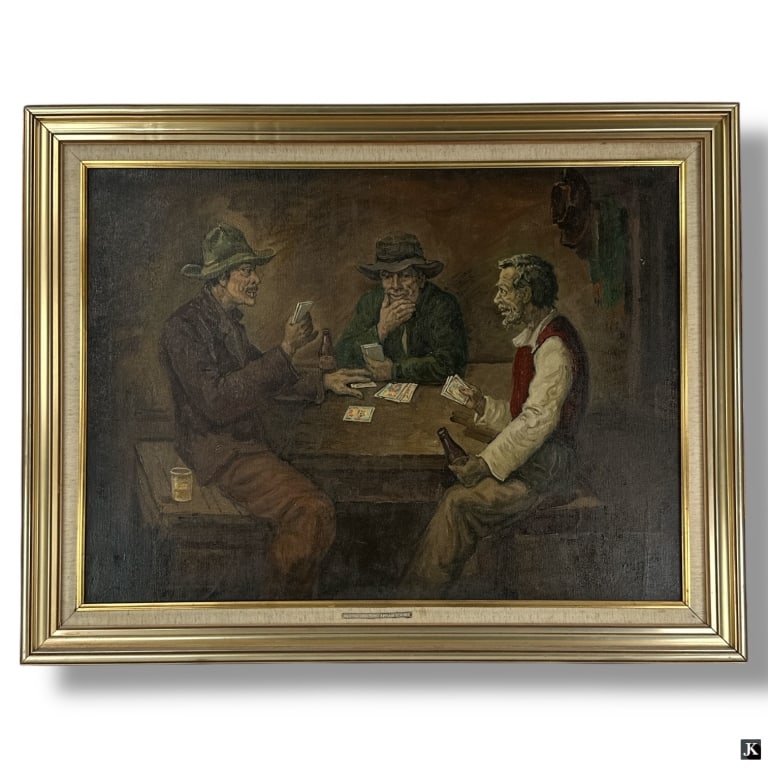 Jose Yepez Arteaga Oil/Canvas, Card Game (1 of 6)