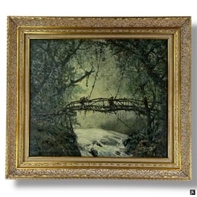 Jose Yepez Arteaga Oil/Canvas, Bridge Crossing