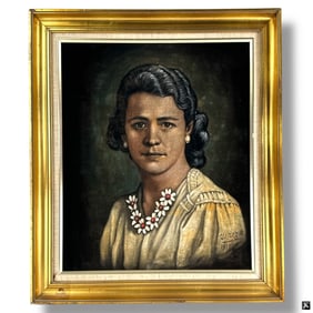 Jose Yepez Arteaga Oil/Velvet, Portrait of Woman