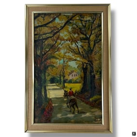 Jose Yepez Arteaga Oil/Canvas, Man on Burro