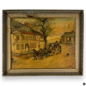 Mid Century Decorative O/C "Colonial America"