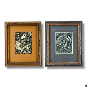 2 Marc Chagall Prints Composition, Village Gris