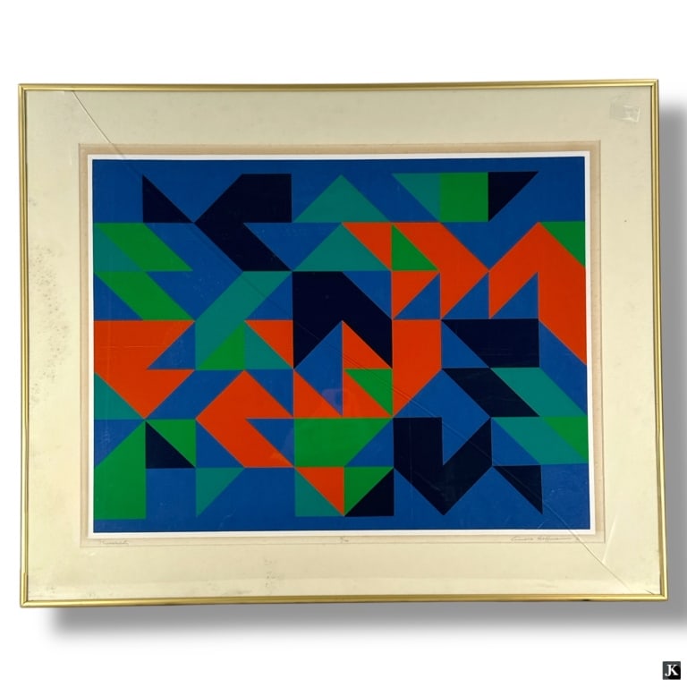 Arnold Hoffman, Jr Color Screenprint "Probability": Arnold Hoffman, American (1915-1991), Jr Color Screenprint "Probability", circa 1970. Framed and under glass screen (large crack in glass), toning from age. Pencil signed, titled and numbered 3/120 in