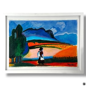 Gabriele Münter Watercolor on Paper "Landscape"