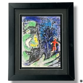 Marc Chagall Lithograph "Profile and Red Child"