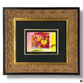 Peter Max Painting and Collage "Three Flowers"