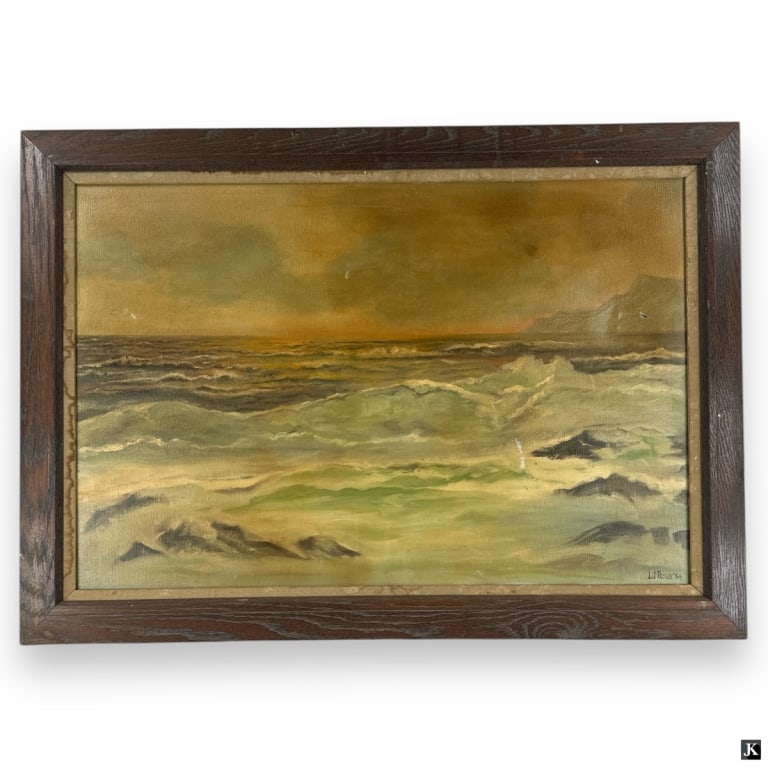 Mid Century Decorative O/C "Seascape" (1 of 6)