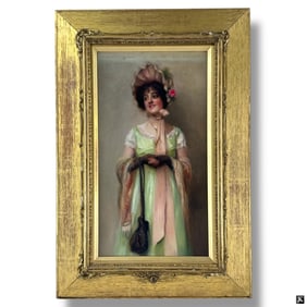 19th C Oil/Canvas "Portrait of a Young Lady"