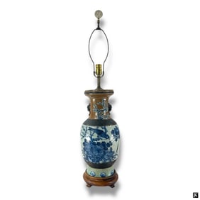 Chinese Blue & White Crackle Glaze Vase as Lamp