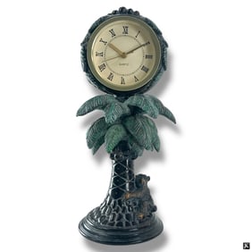 Modern Decorative Monkey & Palm Figural Clock