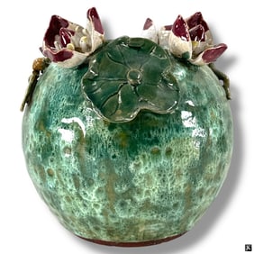 Decorative Ceramic Lotus & Dragonfly Vase