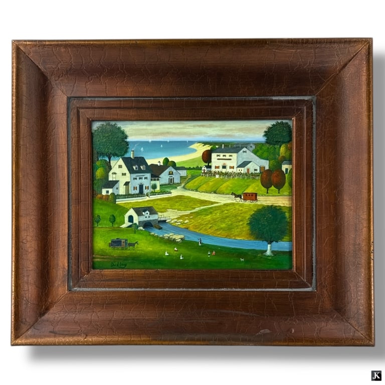 Giclee on Canvas "Big Farm" Signed Dudley: Giclee on canvas "Big Farm" Signed Dudley lower left. Framed and ready to hang. Good condition. Measures 12" x 16", frame measures 22-1/2" x 26-1/2" LA/B13/SH:14A