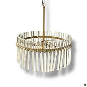 Modern Gold & Crystal Drum Chandelier
