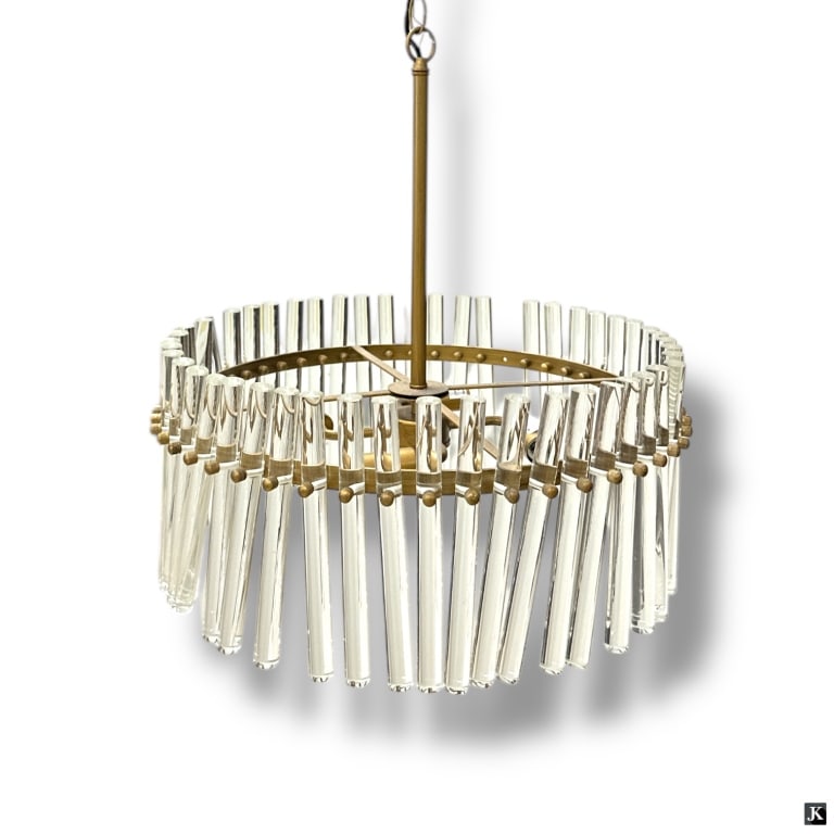 Modern Gold & Crystal Drum Chandelier (1 of 2)