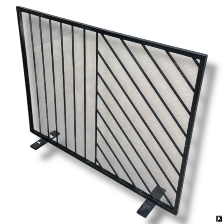 Contemporary Fireplace Screen, Black Matte (1 of 2)