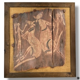 Vintage Ethnographic Bark Painting
