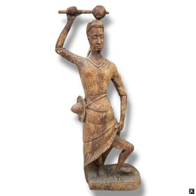 Large Haitian Carved Wood Figural Sculpture