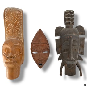 3 African Carved Wood Masks