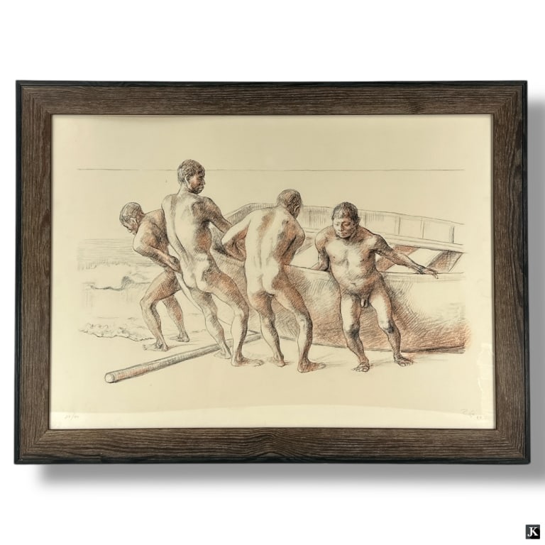 Francisco Zuniga Lithograph "Men with Boat" '84 (1 of 7)