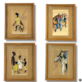 4 Sacha Tebo Mid Century Gouache on Paper