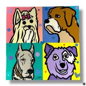 JOZZA Pop Art Mixed Media/Canvas "Cool Buddies"