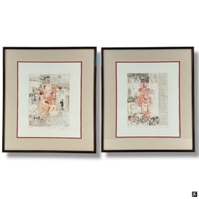 Pair Adam Wurtz Color Etchings, Romeo & Juliet