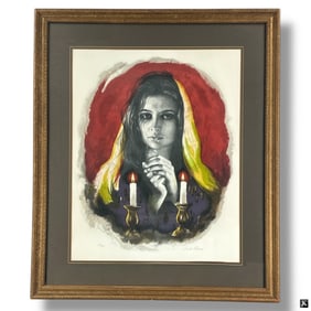 Sandu Liberman Lithograph "Shabbas Candles IV A"