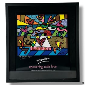 Britto Signed Color Poster "Answering with Love"