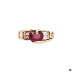14K Diamond & Ruby Ring