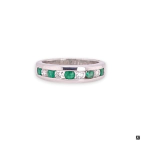 Platinum Emerald And Diamond Ring