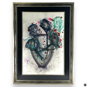 Unknown Artist Abstract Watercolor On Paper Framed