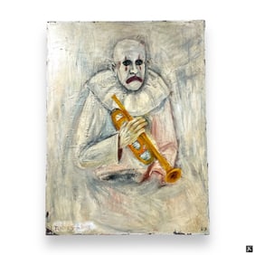 1947 Oil/Canvas "Sad Clown with Trumpet"