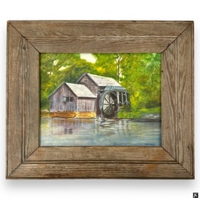 Signed MK Miller Oil Painting On Canvas Board