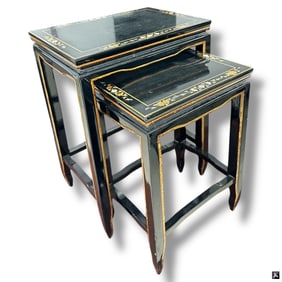 Stack of 2 Chinese Lacquer Nesting Tables