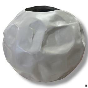 Contemporary Fdc Abstract Matte Grey Metal Vase