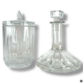 Lead Crystal Biscuit Jar & Ship's Decanter