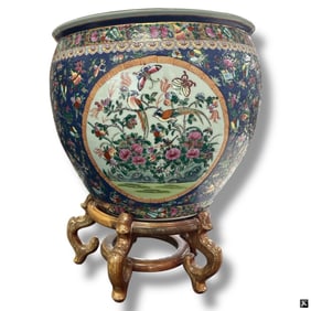 20th C Chinese Famille Rose Fish Bowl