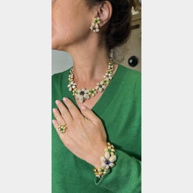 FRENCH 18K Necklace, Bracelet, Earrings, and Ring