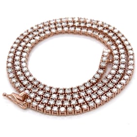 14K Rose Gold 7.40 Ct. Diamond Tennis Necklace