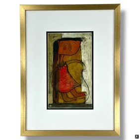Angel Botello Linocut "Young Girl"