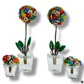 Set of 4 Vintage Czech Glass Miniature Bouquets