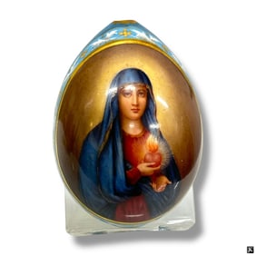 19C Russian Porcelain Easter Egg "Madonna"