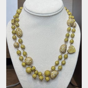 18K & 14K Yellow Gold Fancy Yellow Diamond Necklac